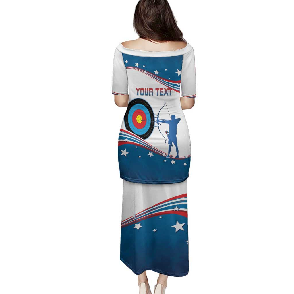 Personalized United States Archery Family Matching Puletasi and Hawaiian Shirt USA Sport Curve Style - Wonder Print Shop