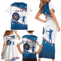 Personalized United States Archery Family Matching Short Sleeve Bodycon Dress and Hawaiian Shirt USA Sport Curve Style - Wonder Print Shop