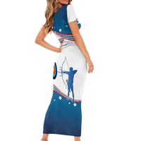 Personalized United States Archery Family Matching Short Sleeve Bodycon Dress and Hawaiian Shirt USA Sport Curve Style - Wonder Print Shop