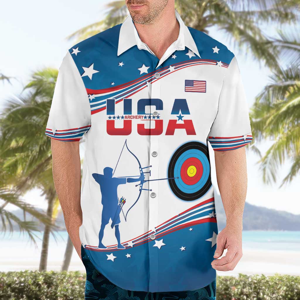 Personalized United States Archery Hawaiian Shirt USA Sport Curve Style - Wonder Print Shop
