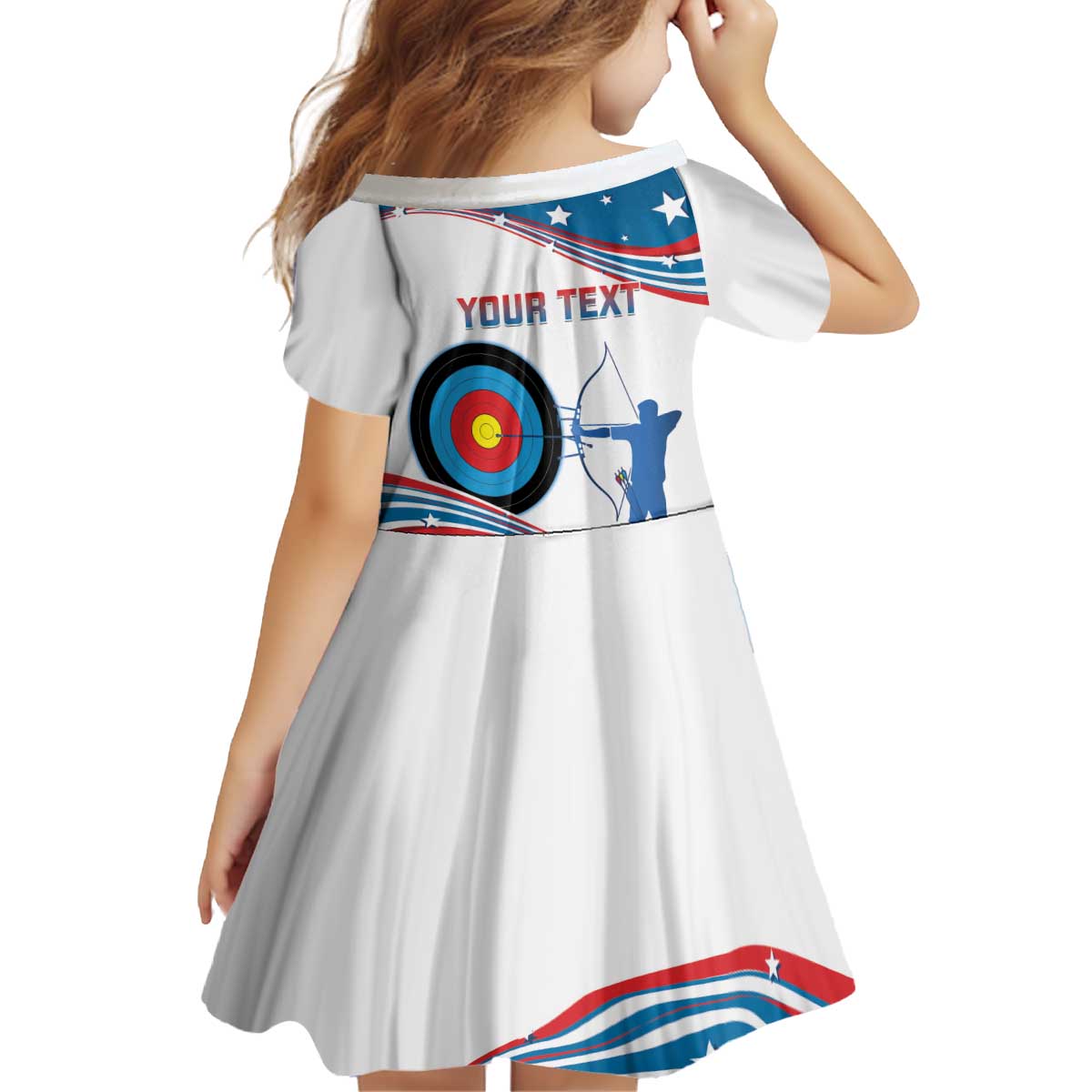 Personalized United States Archery Kid Short Sleeve Dress USA Sport Curve Style - Wonder Print Shop