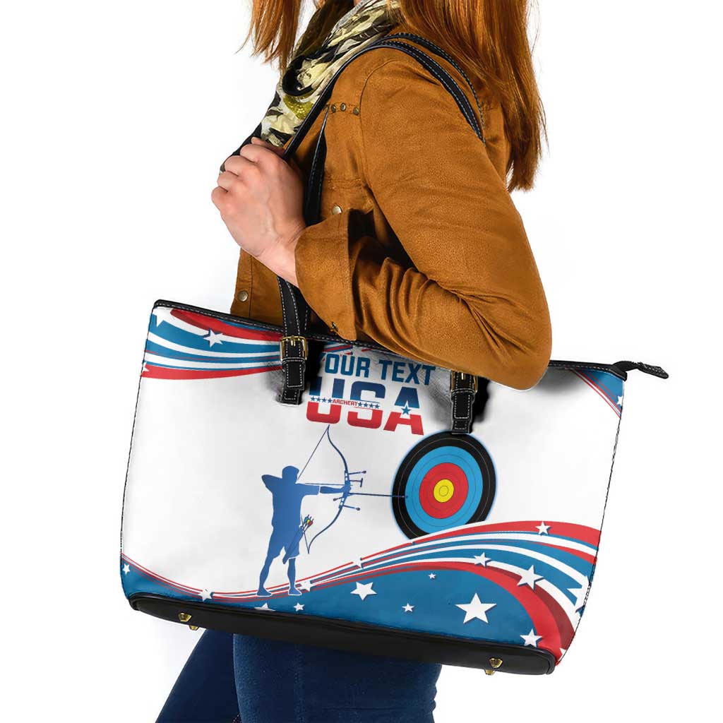 Personalized United States Archery Leather Tote Bag USA Sport Curve Style - Wonder Print Shop