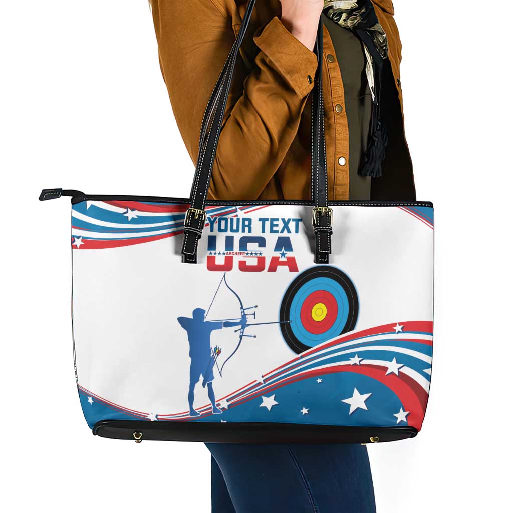 Personalized United States Archery Leather Tote Bag USA Sport Curve Style - Wonder Print Shop