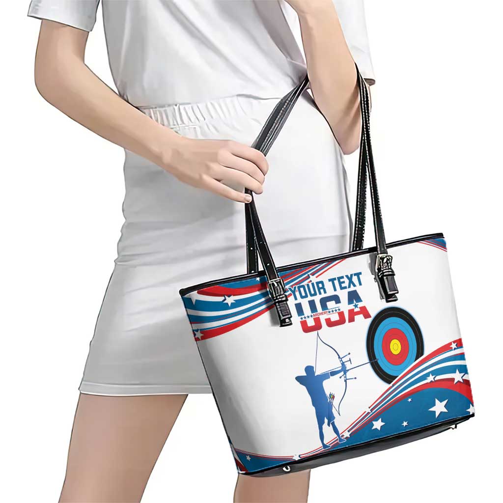 Personalized United States Archery Leather Tote Bag USA Sport Curve Style - Wonder Print Shop
