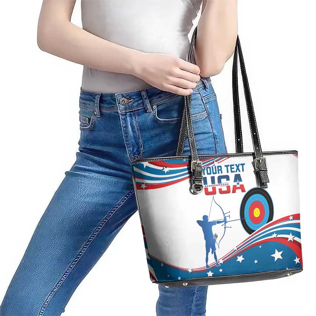Personalized United States Archery Leather Tote Bag USA Sport Curve Style - Wonder Print Shop