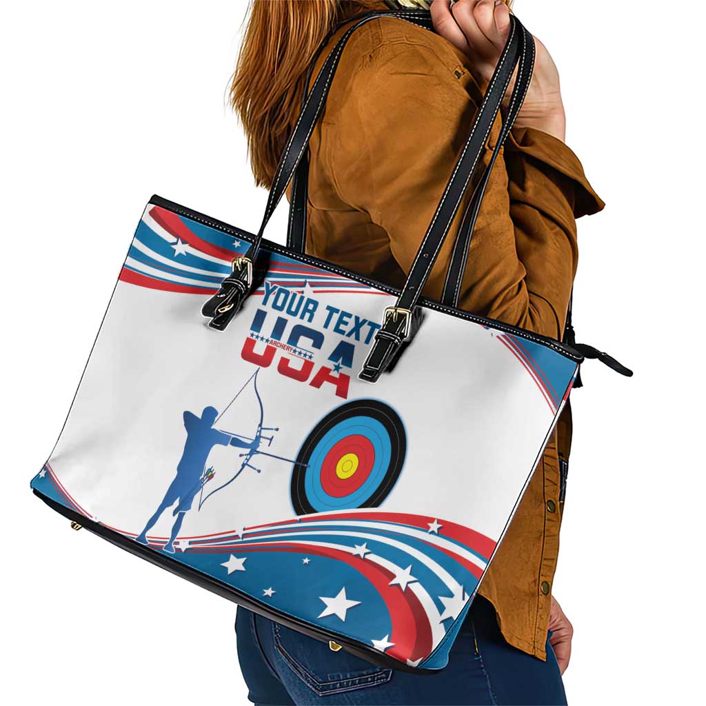 Personalized United States Archery Leather Tote Bag USA Sport Curve Style - Wonder Print Shop