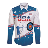 Personalized United States Archery Long Sleeve Button Shirt USA Sport Curve Style - Wonder Print Shop