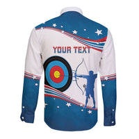 Personalized United States Archery Long Sleeve Button Shirt USA Sport Curve Style - Wonder Print Shop