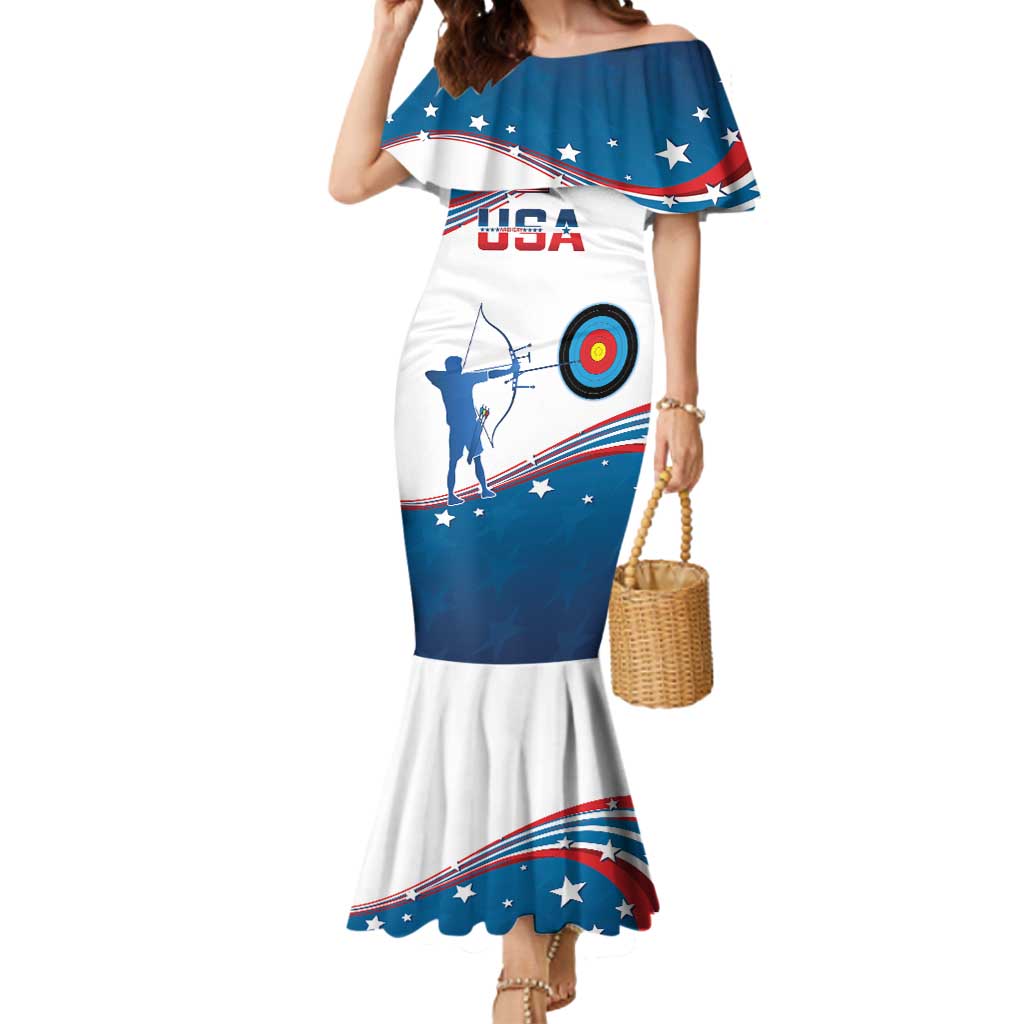 Personalized United States Archery Mermaid Dress USA Sport Curve Style - Wonder Print Shop