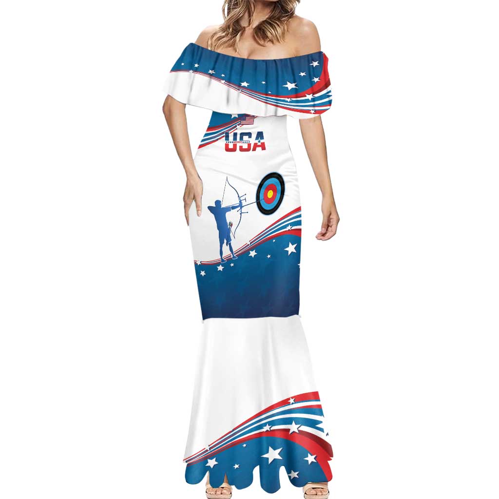 Personalized United States Archery Mermaid Dress USA Sport Curve Style - Wonder Print Shop