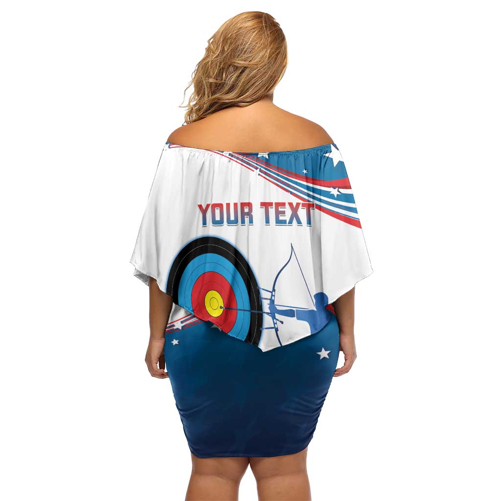 Personalized United States Archery Off Shoulder Short Dress USA Sport Curve Style - Wonder Print Shop