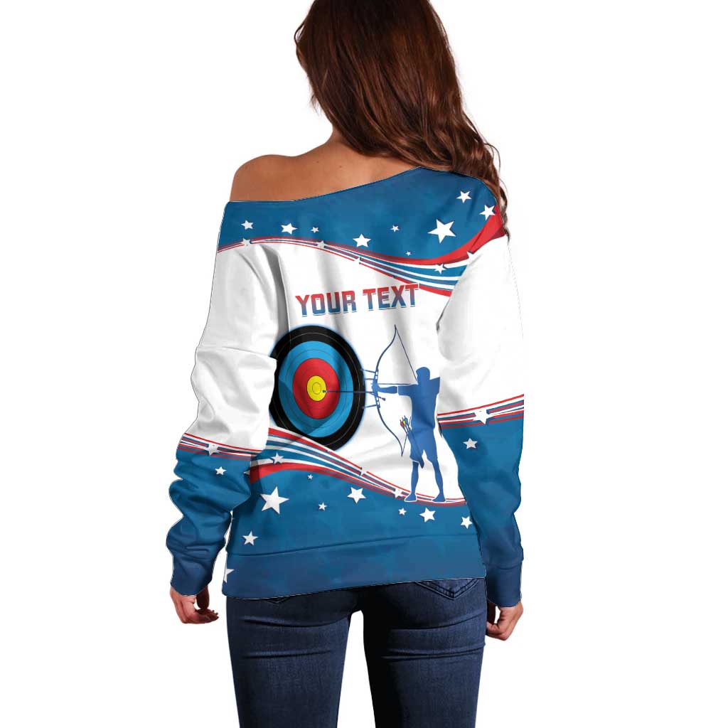 Personalized United States Archery Off Shoulder Sweater USA Sport Curve Style - Wonder Print Shop
