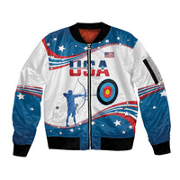 Personalized United States Archery Sleeve Zip Bomber Jacket USA Sport Curve Style - Wonder Print Shop