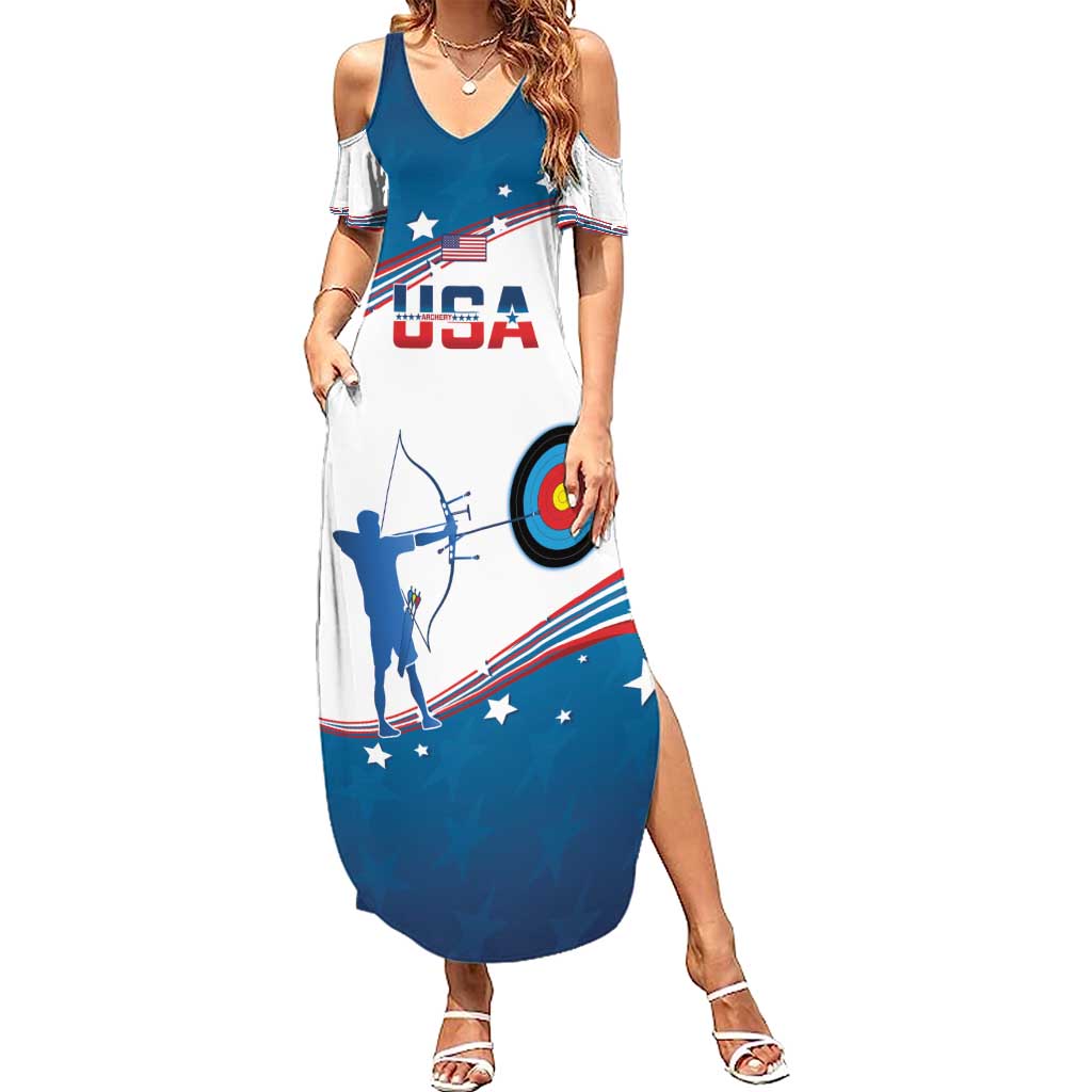 Personalized United States Archery Summer Maxi Dress USA Sport Curve Style - Wonder Print Shop