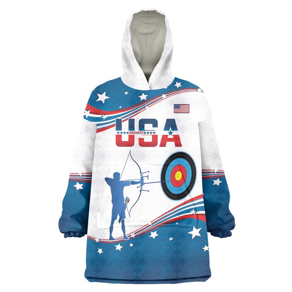 Personalized United States Archery Wearable Blanket Hoodie USA Sport Curve Style - Wonder Print Shop