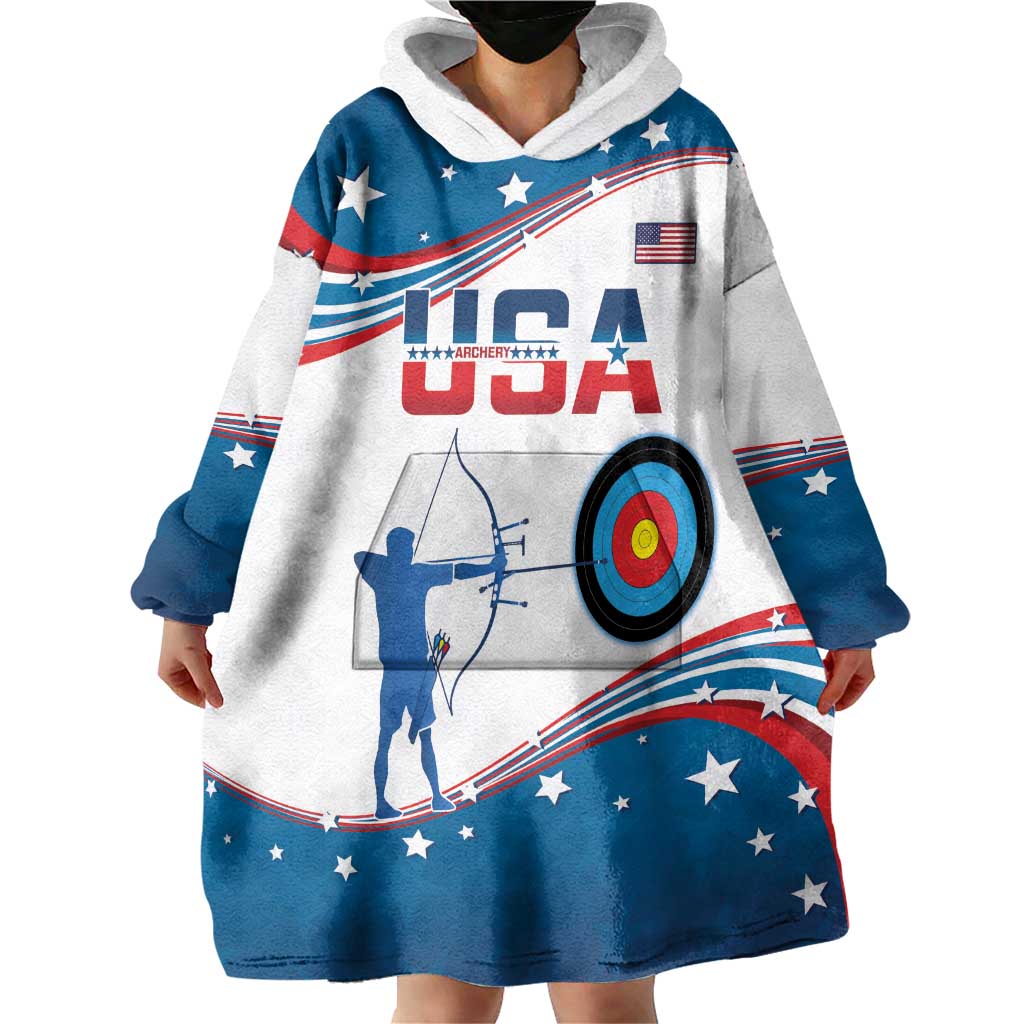 Personalized United States Archery Wearable Blanket Hoodie USA Sport Curve Style - Wonder Print Shop