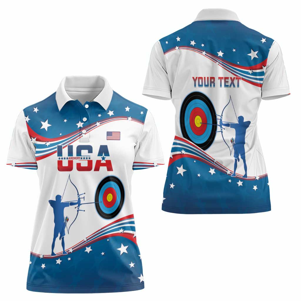Personalized United States Archery Women Polo Shirt USA Sport Curve Style - Wonder Print Shop