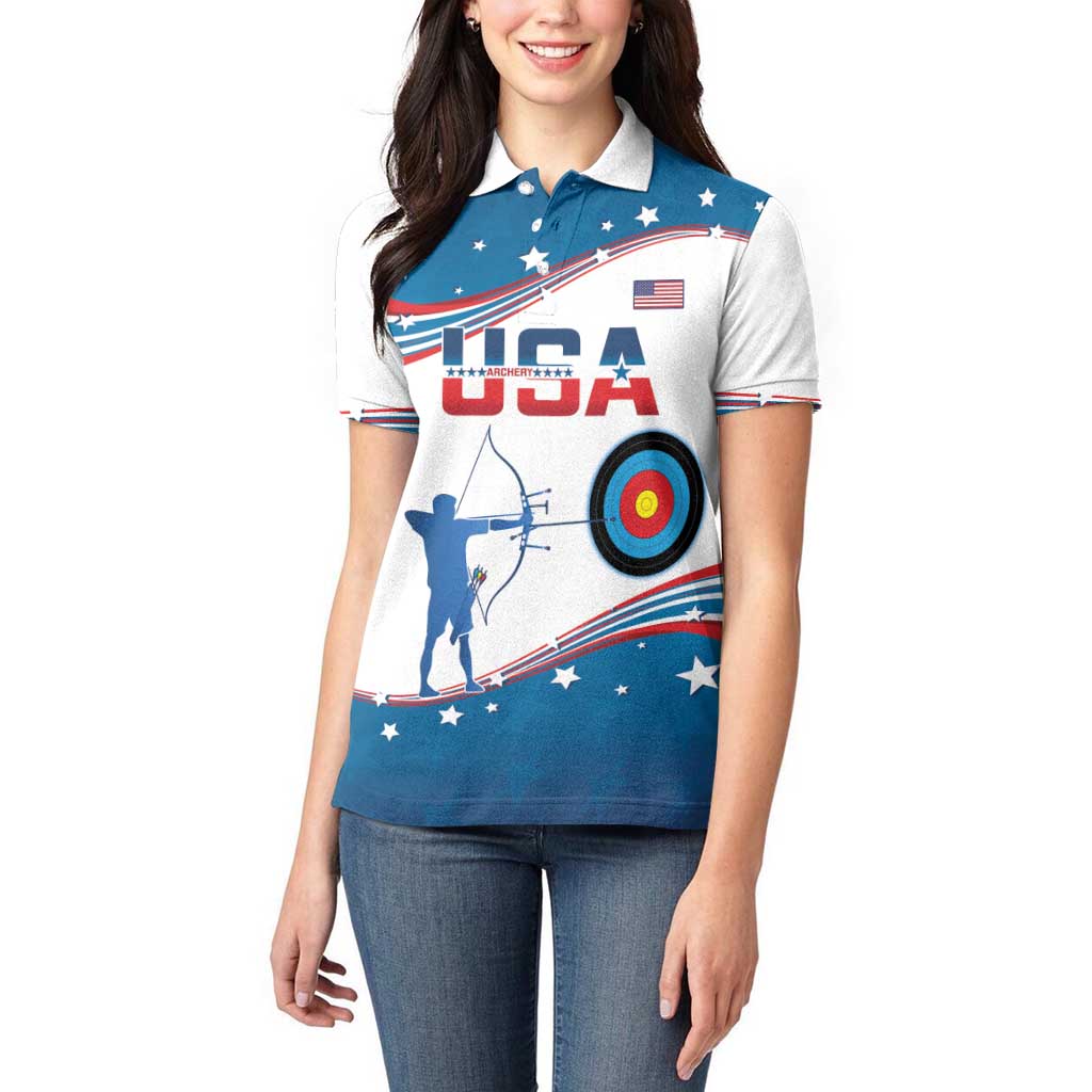 Personalized United States Archery Women Polo Shirt USA Sport Curve Style - Wonder Print Shop