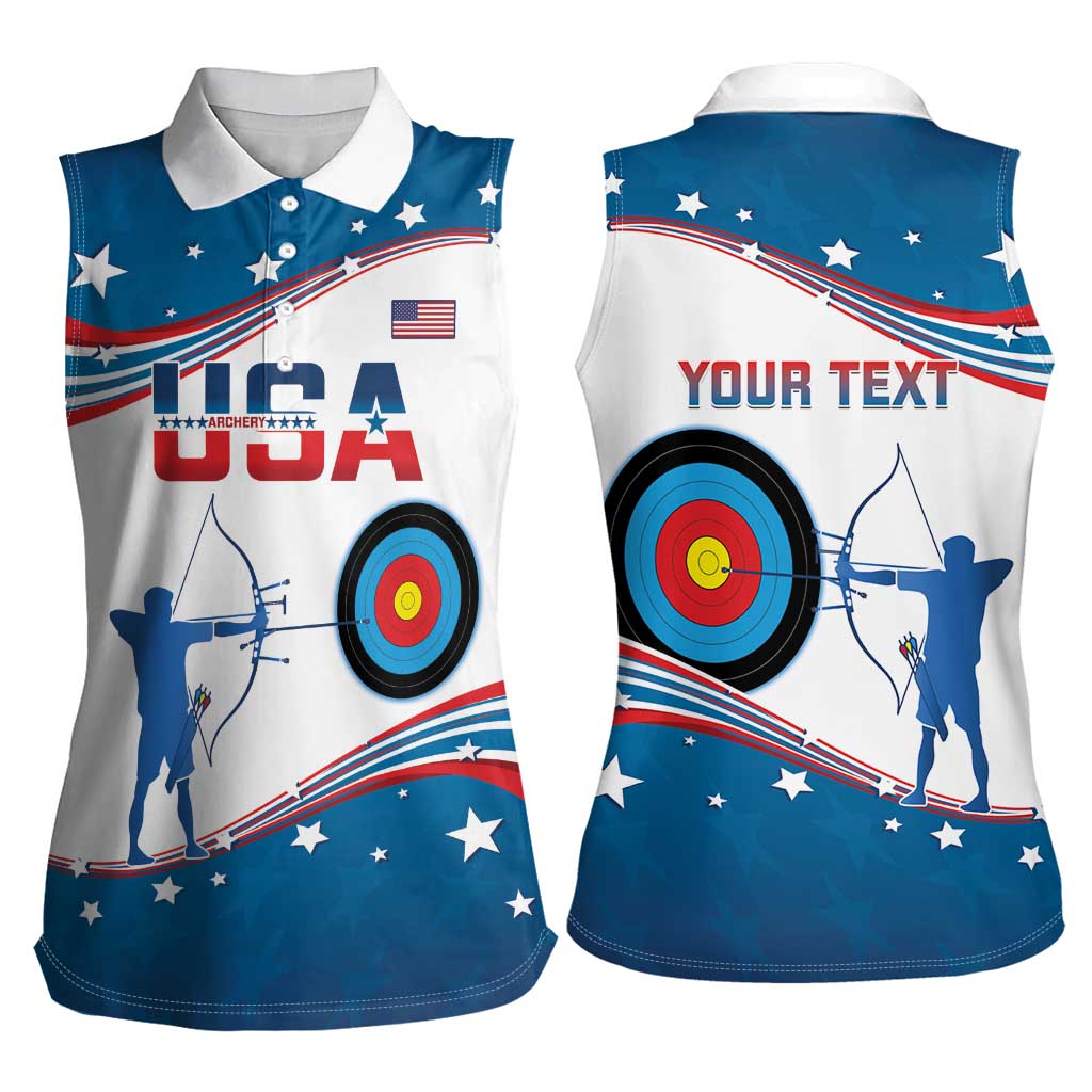 Personalized United States Archery Women Sleeveless Polo Shirt USA Sport Curve Style - Wonder Print Shop