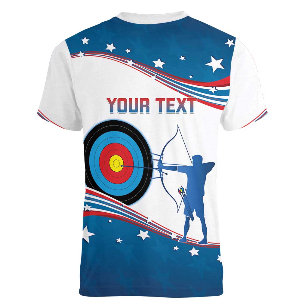 Personalized United States Archery Women V-Neck T-Shirt USA Sport Curve Style - Wonder Print Shop