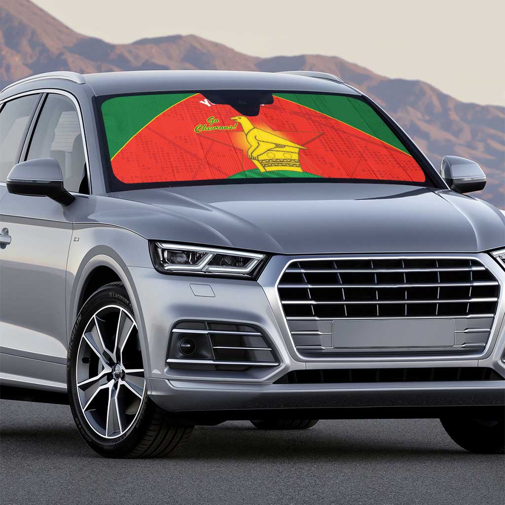 Custom Zimbabwe Cricket Auto Sun Shade Go Chevrons 2003 Color Version - Wonder Print Shop