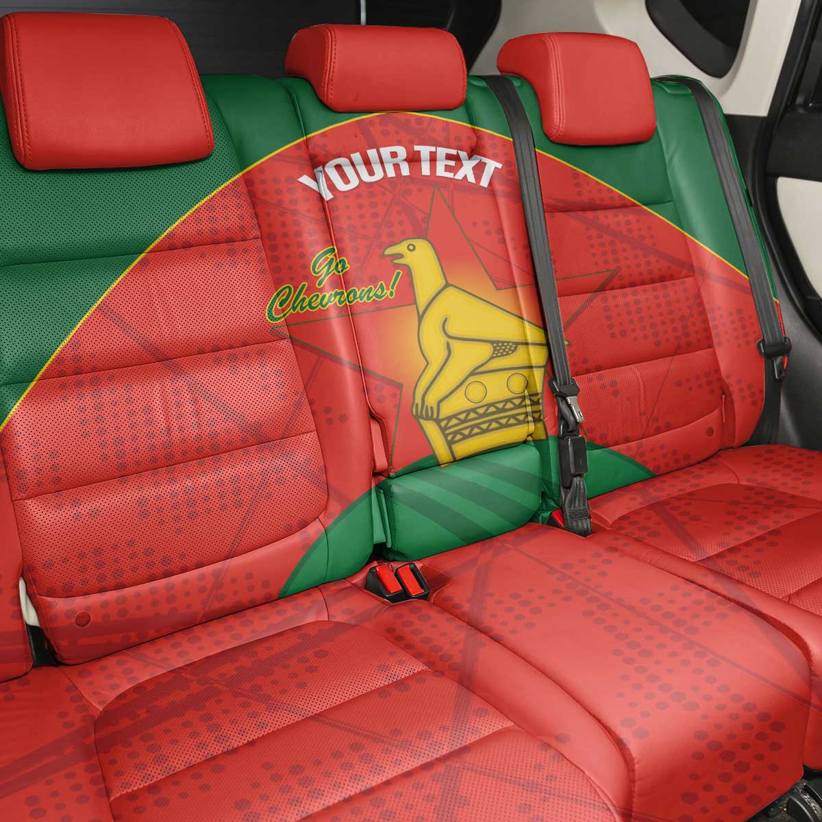 Custom Zimbabwe Cricket Back Car Seat Cover Go Chevrons 2003 Color Version - Wonder Print Shop