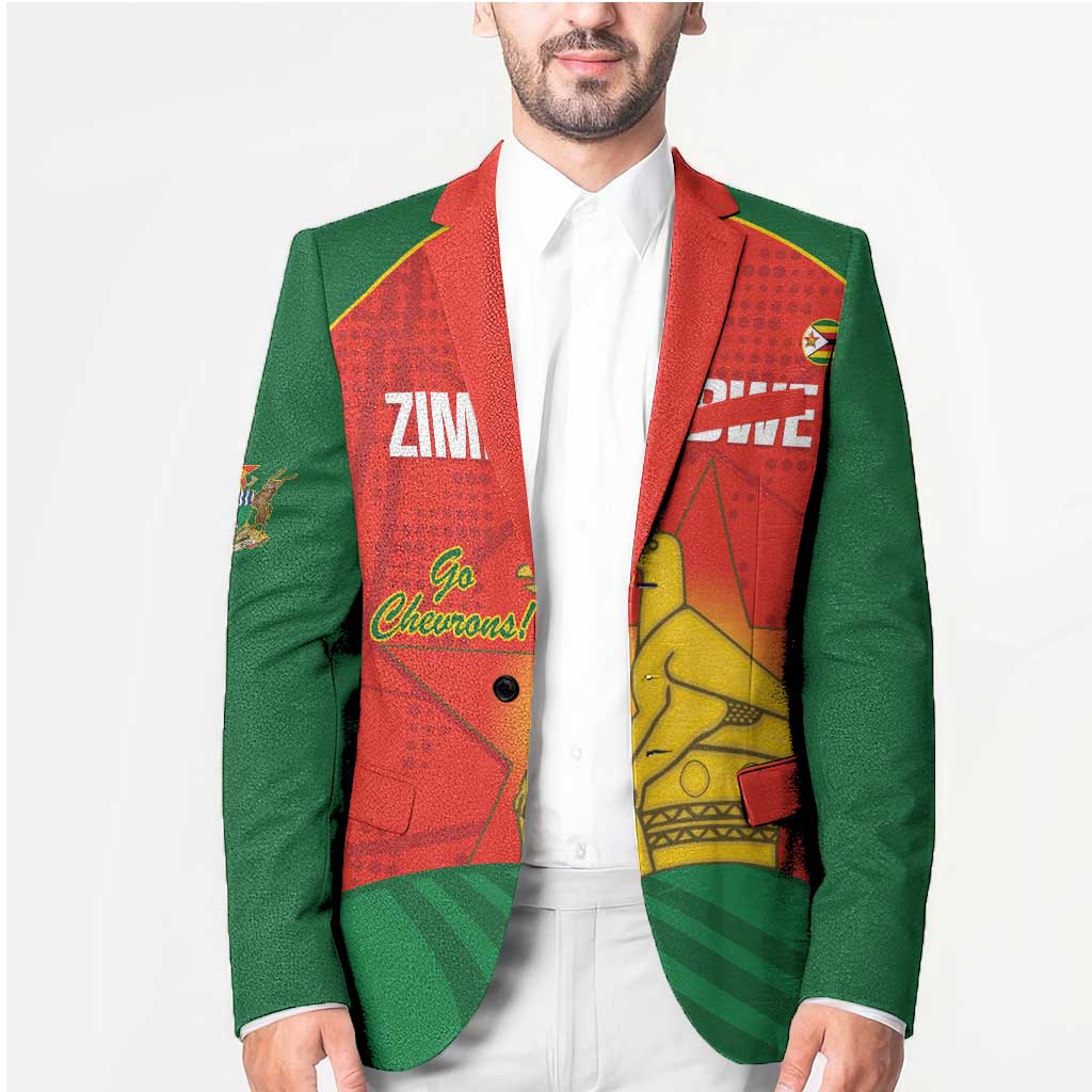 Custom Zimbabwe Cricket Blazer Go Chevrons 2003 Color Version - Wonder Print Shop