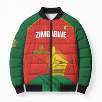 Custom Zimbabwe Cricket Bomber Puffer Jacket Go Chevrons 2003 Color Version - Wonder Print Shop