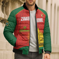 Custom Zimbabwe Cricket Bomber Puffer Jacket Go Chevrons 2003 Color Version - Wonder Print Shop