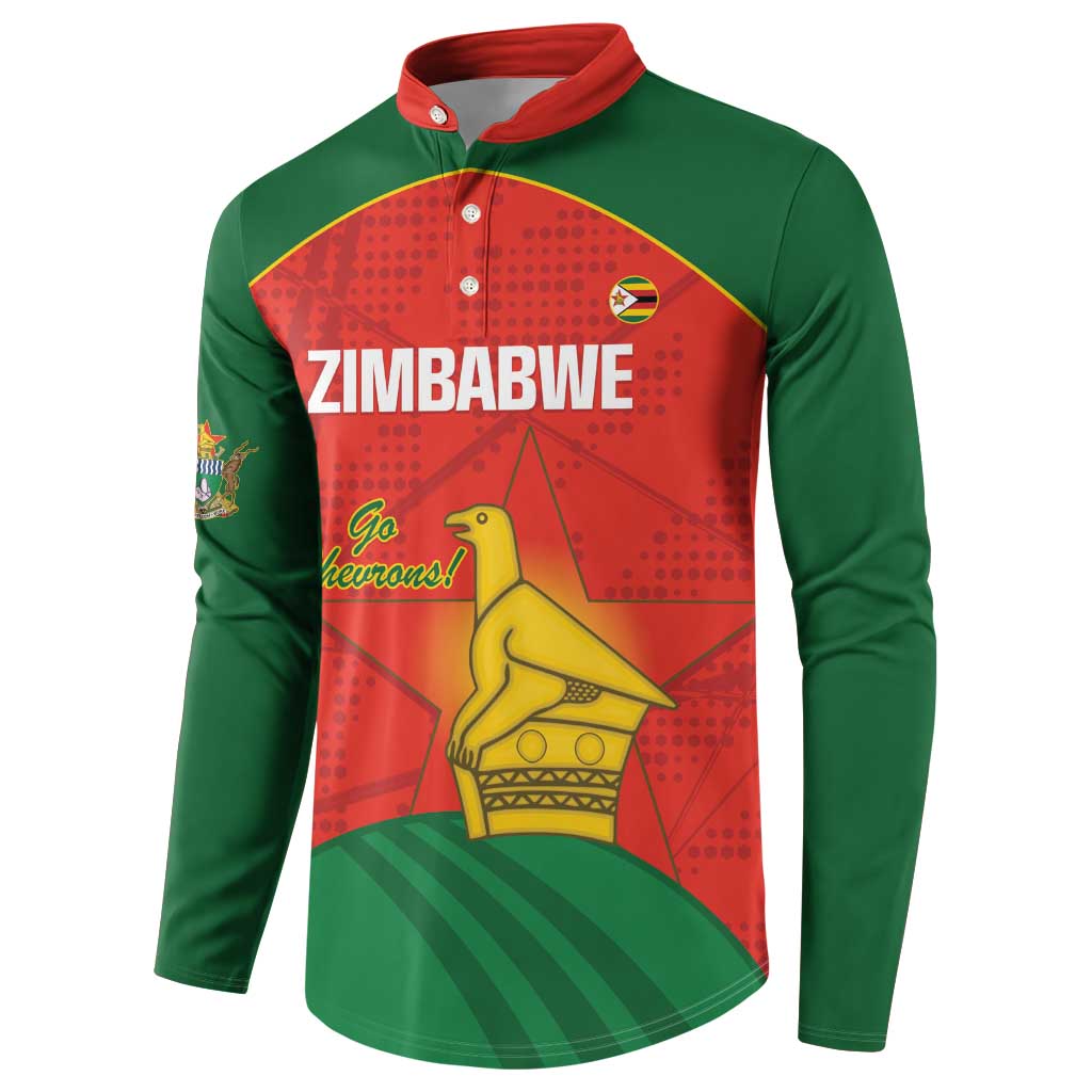 Custom Zimbabwe Cricket Button Sweatshirt Go Chevrons 2003 Color Version - Wonder Print Shop