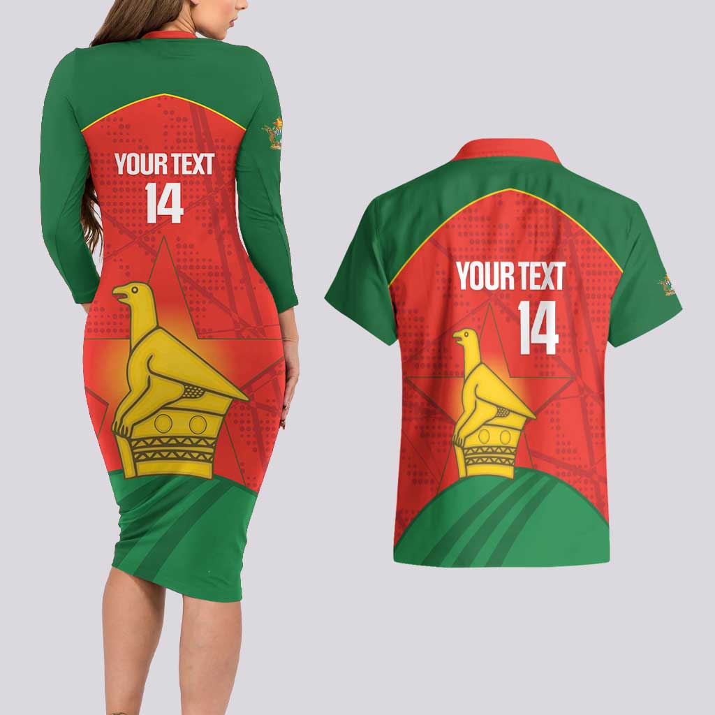 Custom Zimbabwe Cricket Couples Matching Long Sleeve Bodycon Dress and Hawaiian Shirt Go Chevrons 2003 Color Version - Wonder Print Shop