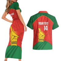 Custom Zimbabwe Cricket Couples Matching Short Sleeve Bodycon Dress and Hawaiian Shirt Go Chevrons 2003 Color Version - Wonder Print Shop