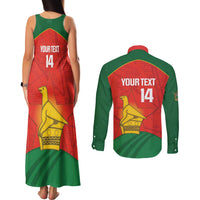 Custom Zimbabwe Cricket Couples Matching Tank Maxi Dress and Long Sleeve Button Shirt Go Chevrons 2003 Color Version - Wonder Print Shop