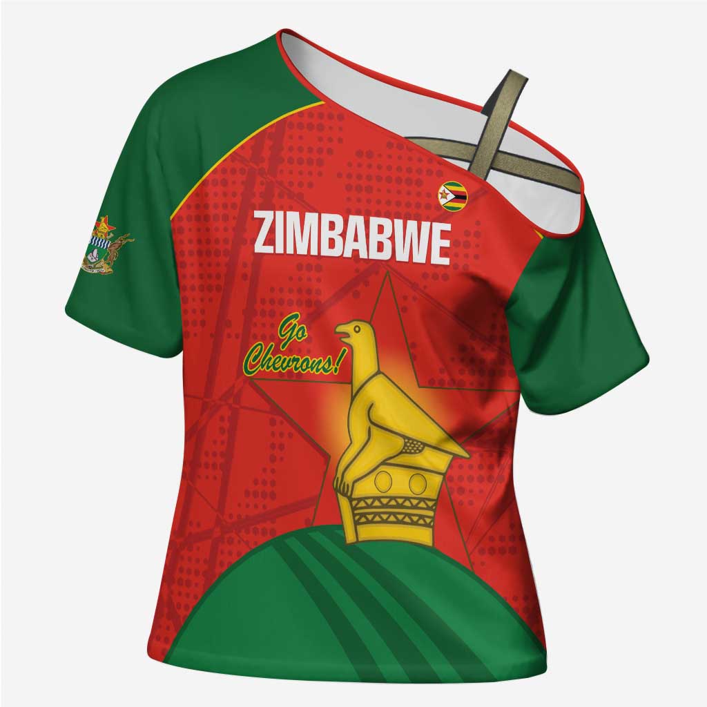 Custom Zimbabwe Cricket Cross Shoulder Shirt Go Chevrons 2003 Color Version - Wonder Print Shop