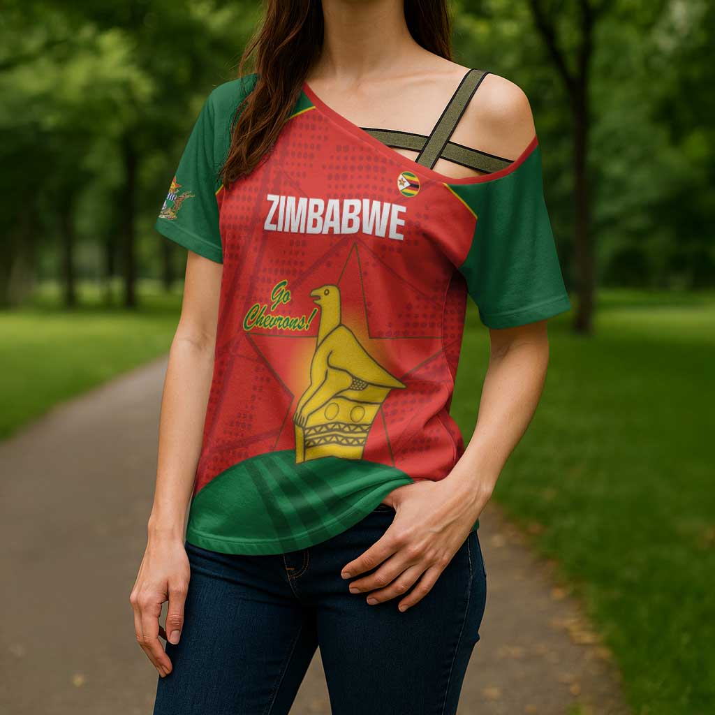 Custom Zimbabwe Cricket Cross Shoulder Shirt Go Chevrons 2003 Color Version - Wonder Print Shop