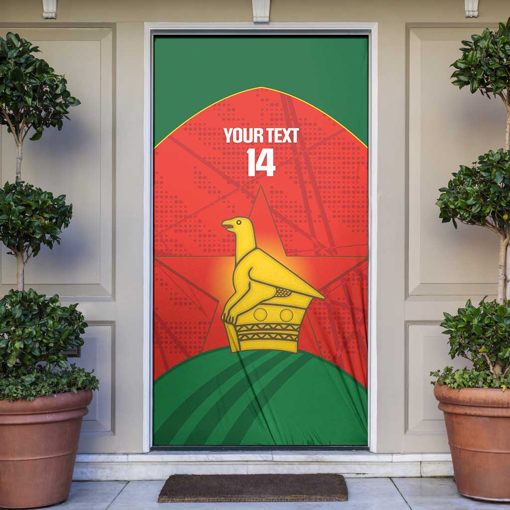 Custom Zimbabwe Cricket Door Cover Go Chevrons 2003 Color Version - Wonder Print Shop