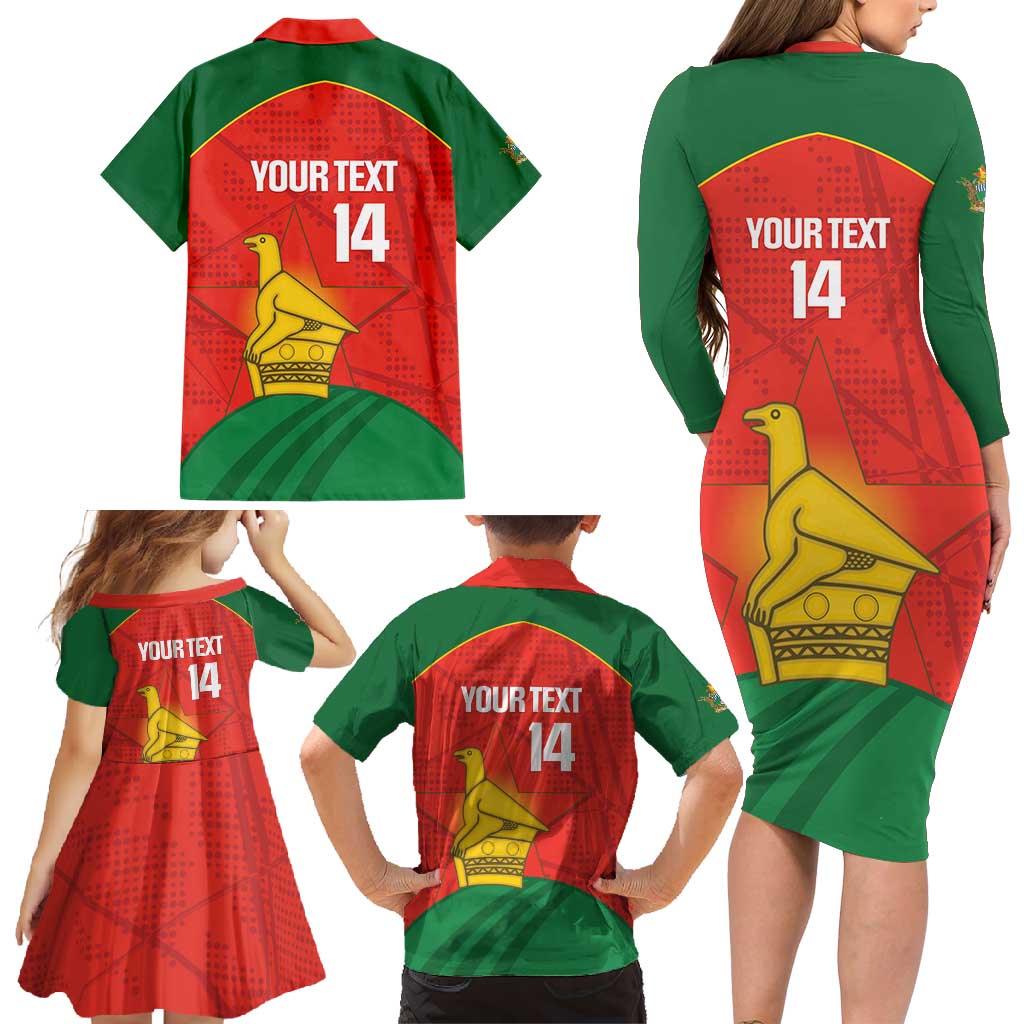 Custom Zimbabwe Cricket Family Matching Long Sleeve Bodycon Dress and Hawaiian Shirt Go Chevrons 2003 Color Version - Wonder Print Shop