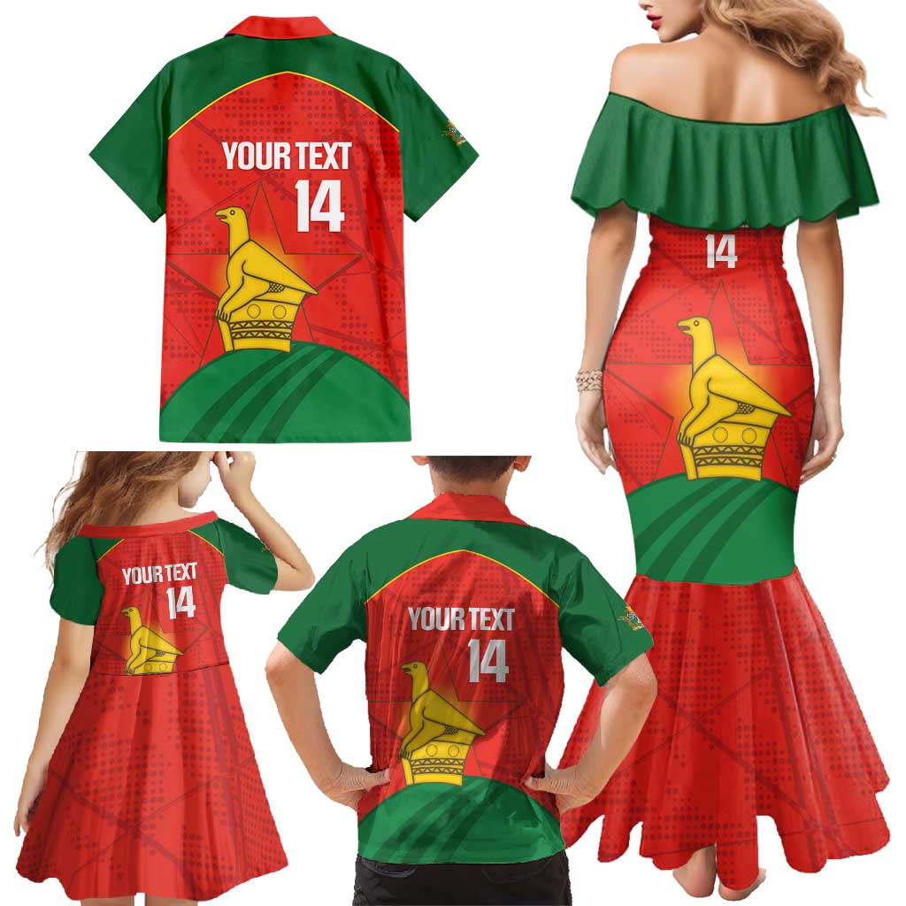 Custom Zimbabwe Cricket Family Matching Mermaid Dress and Hawaiian Shirt Go Chevrons 2003 Color Version - Wonder Print Shop