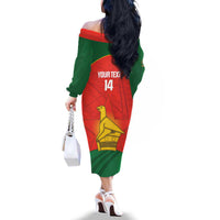 Custom Zimbabwe Cricket Family Matching Off The Shoulder Long Sleeve Dress and Hawaiian Shirt Go Chevrons 2003 Color Version - Wonder Print Shop