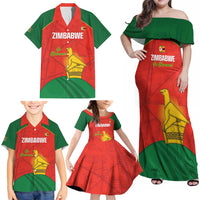Custom Zimbabwe Cricket Family Matching Off Shoulder Maxi Dress and Hawaiian Shirt Go Chevrons 2003 Color Version - Wonder Print Shop