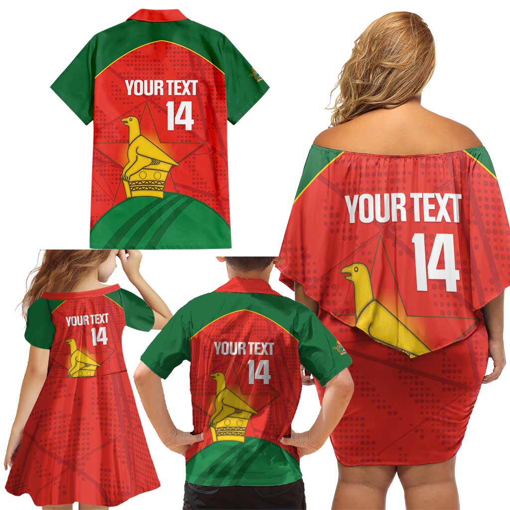 Custom Zimbabwe Cricket Family Matching Off Shoulder Short Dress and Hawaiian Shirt Go Chevrons 2003 Color Version - Wonder Print Shop