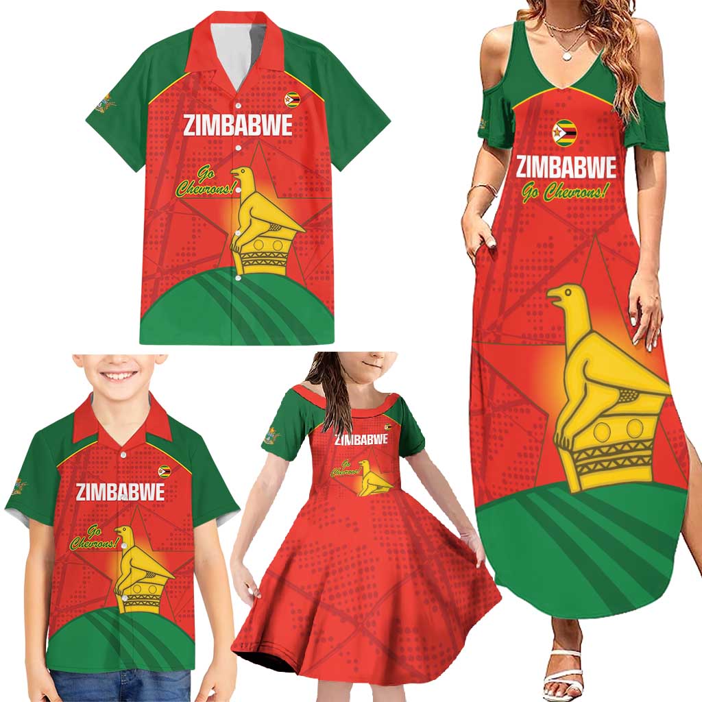 Custom Zimbabwe Cricket Family Matching Summer Maxi Dress and Hawaiian Shirt Go Chevrons 2003 Color Version - Wonder Print Shop