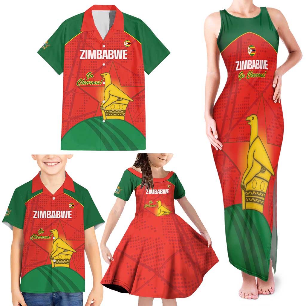 Custom Zimbabwe Cricket Family Matching Tank Maxi Dress and Hawaiian Shirt Go Chevrons 2003 Color Version - Wonder Print Shop