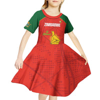 Custom Zimbabwe Cricket Kid Short Sleeve Dress Go Chevrons 2003 Color Version - Wonder Print Shop