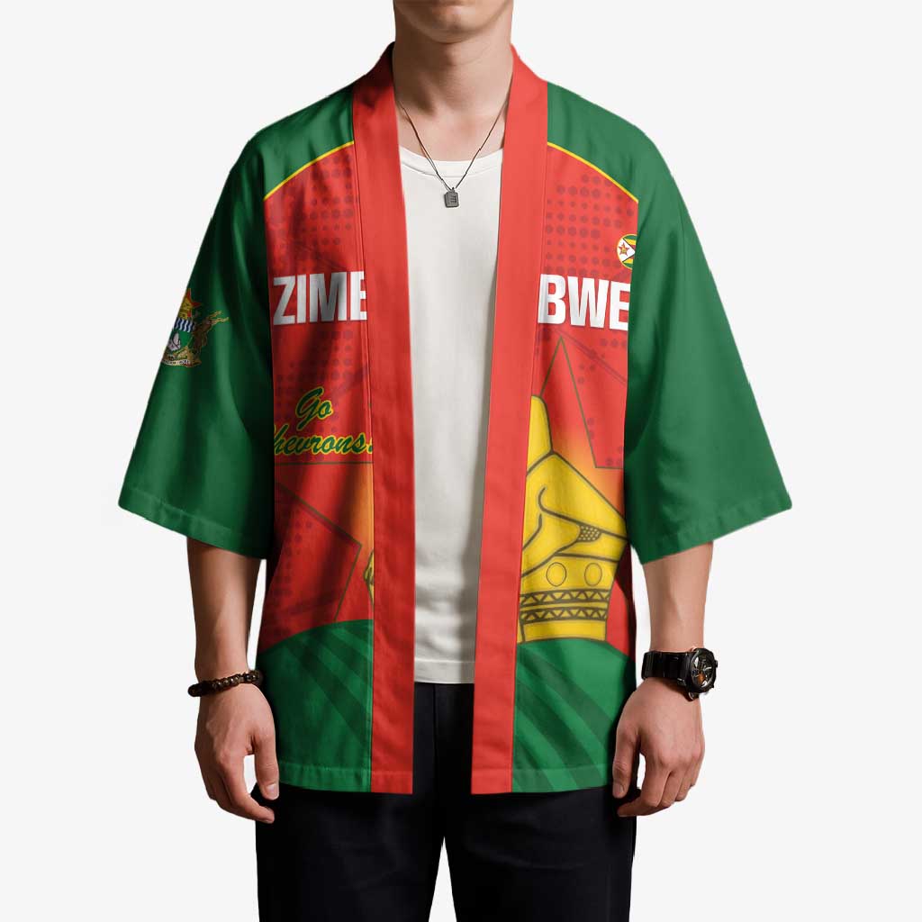 Custom Zimbabwe Cricket Kimono Go Chevrons 2003 Color Version - Wonder Print Shop