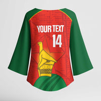 Custom Zimbabwe Cricket Kimono Sleeve Blouse Go Chevrons 2003 Color Version - Wonder Print Shop