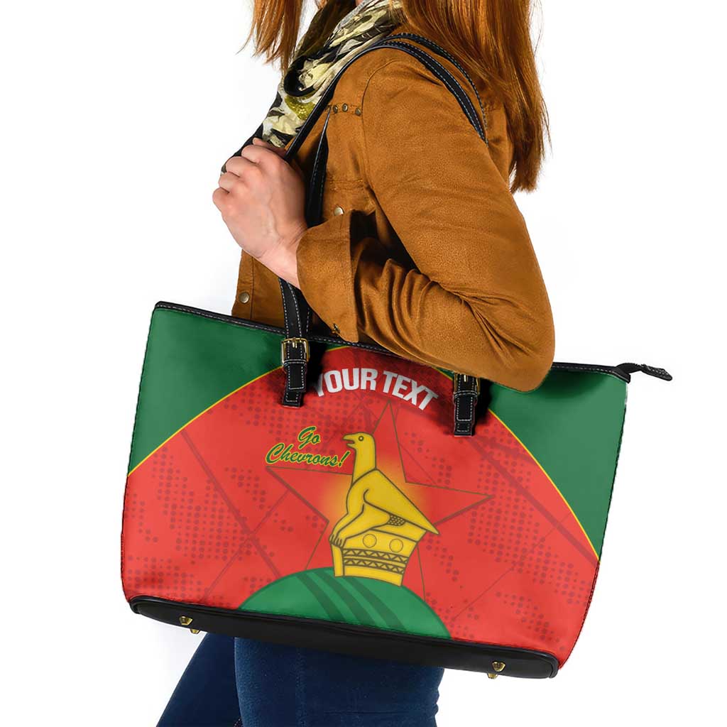 Custom Zimbabwe Cricket Leather Tote Bag Go Chevrons 2003 Color Version - Wonder Print Shop