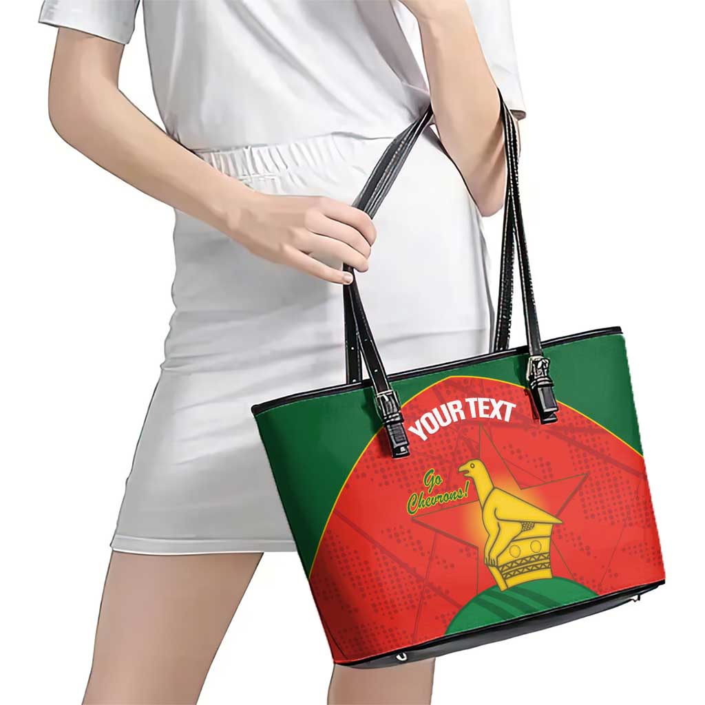 Custom Zimbabwe Cricket Leather Tote Bag Go Chevrons 2003 Color Version - Wonder Print Shop
