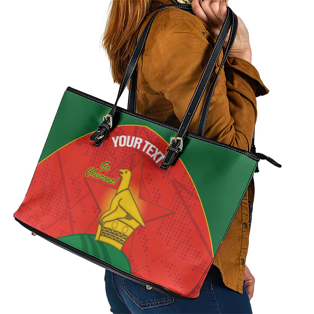 Custom Zimbabwe Cricket Leather Tote Bag Go Chevrons 2003 Color Version - Wonder Print Shop