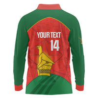 Custom Zimbabwe Cricket Long Sleeve Polo Shirt Go Chevrons 2003 Color Version - Wonder Print Shop